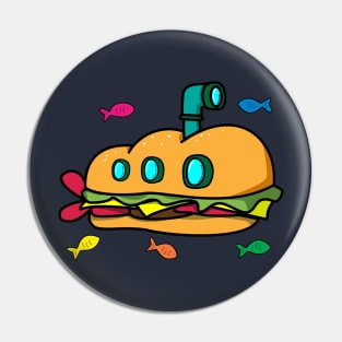 Funny Submarine Hero Sandwich Cartoon Pin