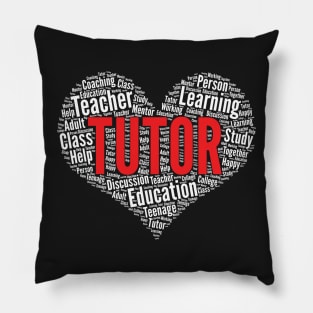 Tutor Heart Shape Word Cloud Design design Pillow