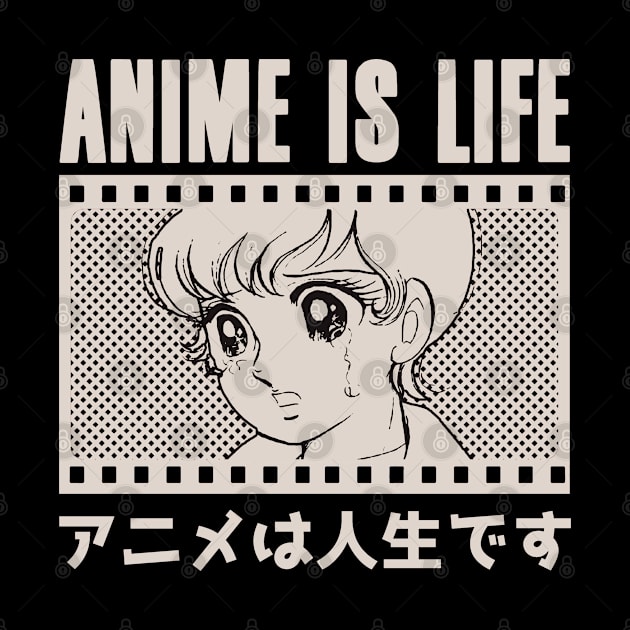 Anime is Life Otaku, Vintage Retro Black by Issho Ni