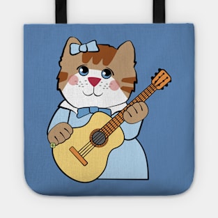 Musical Girl Cat Playing Guitar Tote