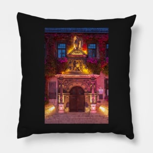 Town hall portal, Quedlinburg, Harz, Saxony-Anhalt, Germany Pillow