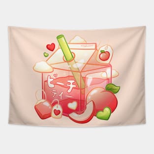 Aesthetic Sweet Peach Tea Carton Tapestry