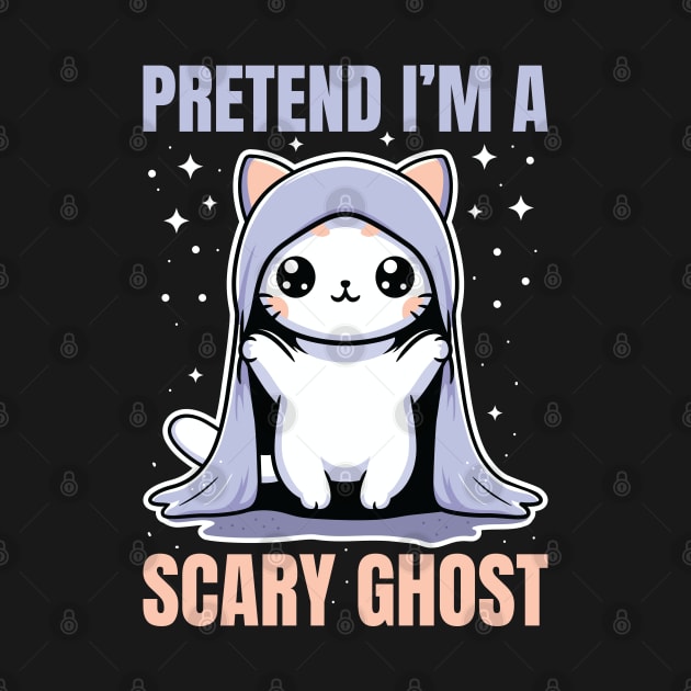 Pretend I'm A Scary Ghost Cute Kitty Cat by JS Arts