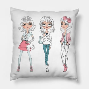 Set beautiful fashion hipster girls Pillow