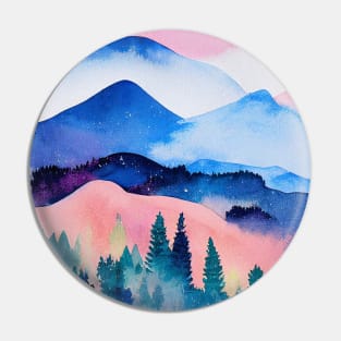 Watercolor mountains landscape 1 Pin