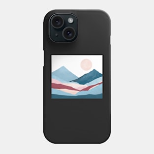 Blue mountain landscape poster Phone Case