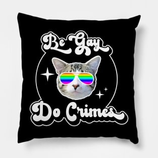 Be Gay Do Crimes Cat Retro Design Pillow