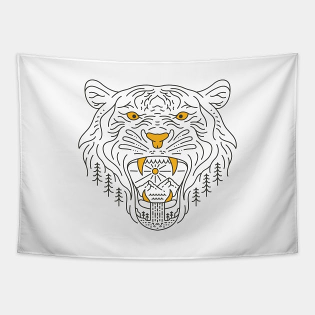 Wild Tiger and Wild Nature Tapestry by VEKTORKITA