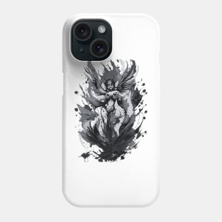 black and white devil girl drawing Phone Case