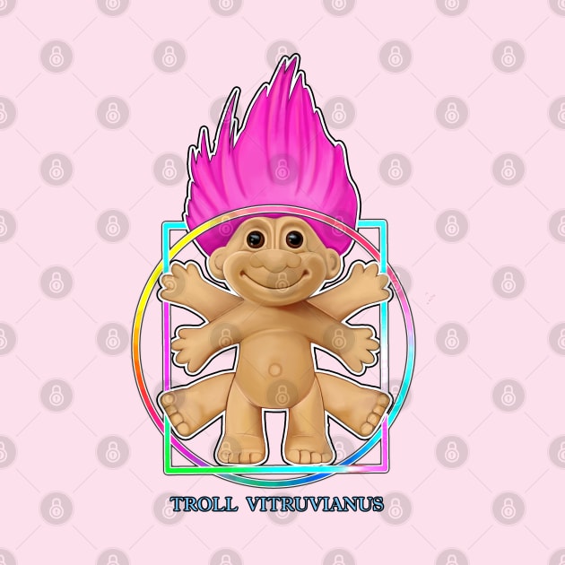 Troll vitruvanus the Vitruvianman parody troll (pink background) by Meakm