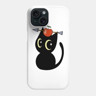 Funny Black cat is playing william tell with an apple and arrow Phone Case