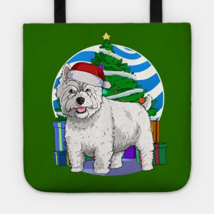 West Highland White Terrier Dog Cute Santa Christmas Tote