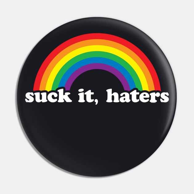 Gay Rights Suck It Haters Rainbow Pin by jomadado