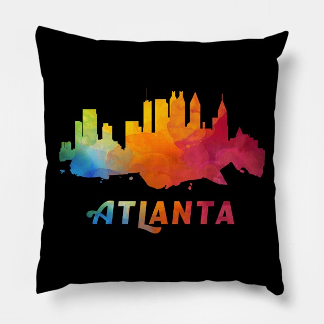 Atlanta Skyline Watercolor Style Pillow by ThirdEyeAerial