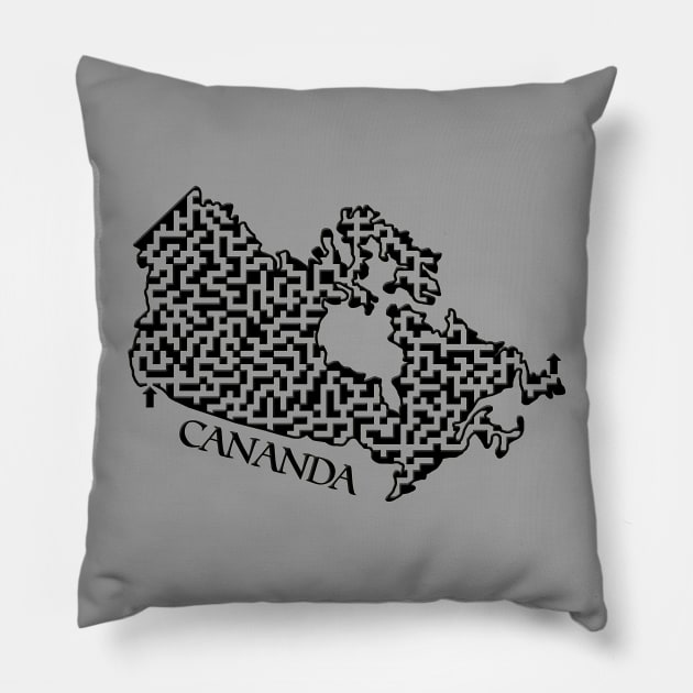 Canada Outline Maze & Labyrinth Pillow by gorff