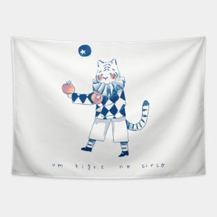 Juggling Circus Tiger in a Cute Clown Outfit Tapestry