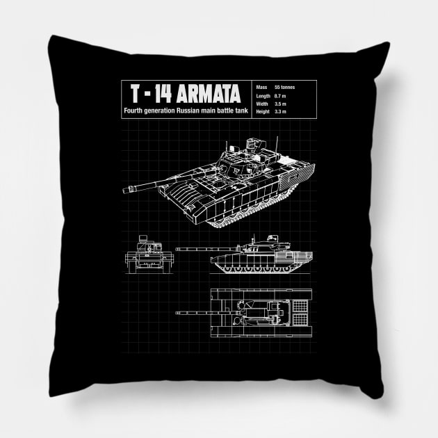 T-14 ARMATA SCHEMATIC Pillow by theanomalius_merch