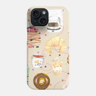 Coffee Coffee Coffee Pattern - Watercolor Design Phone Case