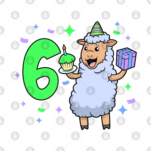 I am 6 with sheep - girl birthday 6 years old by Modern Medieval Design