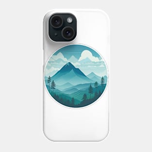 Retro Vintage Minimal - Forest mountain horizon Serene Mountain Landscape - blue Phone Case