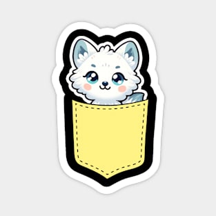 Kawaii Arctic Fox in Pocket Magnet