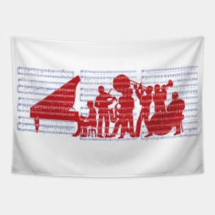 Silhouette de Jazz Red White and Blue Version Tapestry