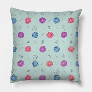 Cool Tone Flowers Pillow