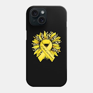 Leopard Sunflower Gold Ribbon Childhood Cancer Awareness Phone Case