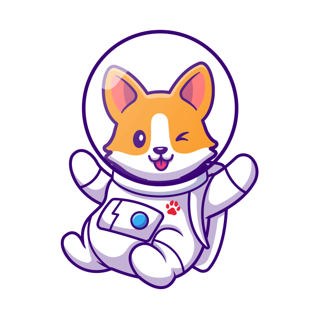 Cute Corgi Astronaut Flying Cartoon by Catalyst Labs