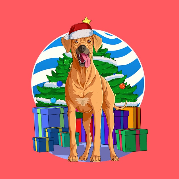 Rhodesian Ridgeback Dog Cute Santa Christmas Gift by Noseking