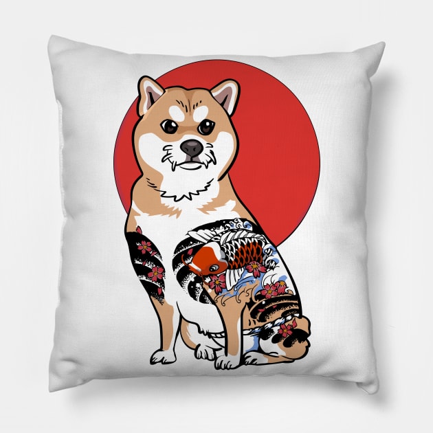 Yakuza Shiba Inu Pillow by huebucket