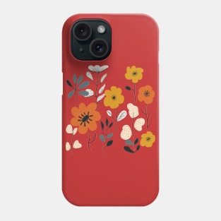 Orange And Yellow Mid Century Flowers Phone Case