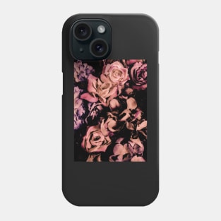 rose pink shadow roses hydrangea,black garden Phone Case