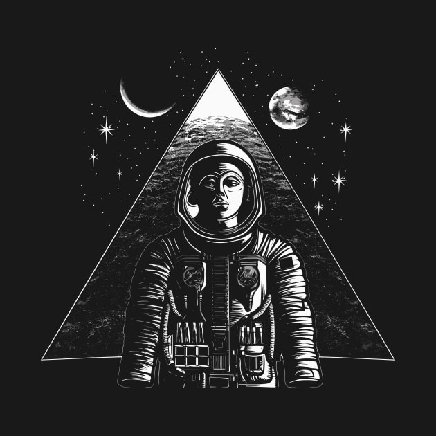 Ancient Egyptian Pyramid Spaceman Astronaut Illustration Tee: Cosmic Explorer by Soulphur Media