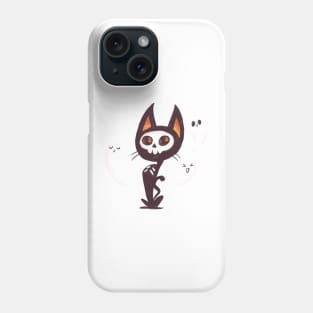 Spooky skeleton black cat with ghosts Phone Case