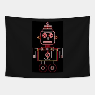 Neon Red Robot Tapestry