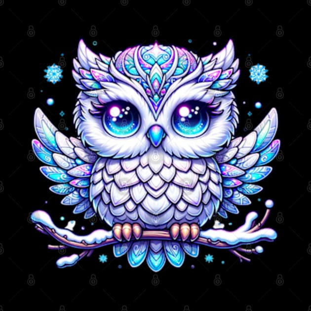 Owl Winter Snow Bird Kawaii Chibi Cute Animal by Lavender Celeste