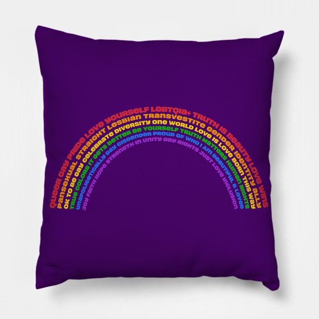 LGBTQ Pride Rainbow Made With Positive Messages Pillow by SeaLAD