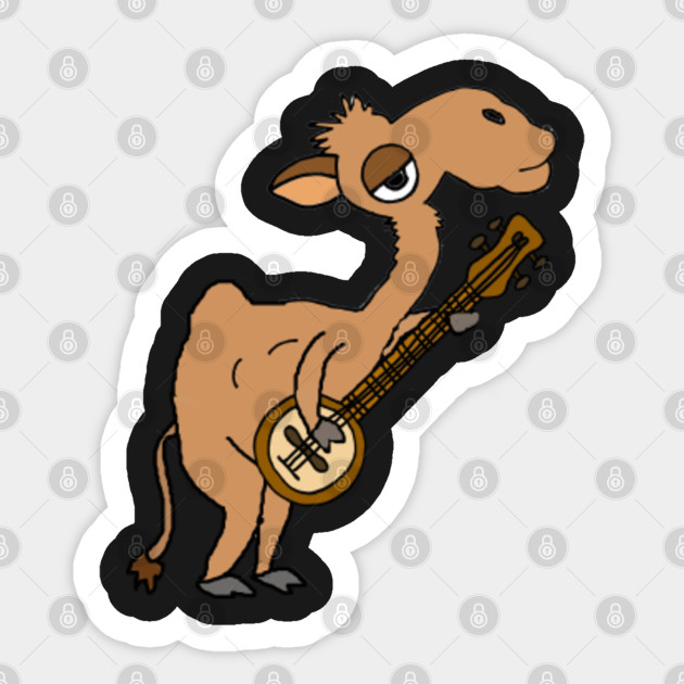 Funny Camel Playing Banjo Cartoon - Camel - Sticker ...