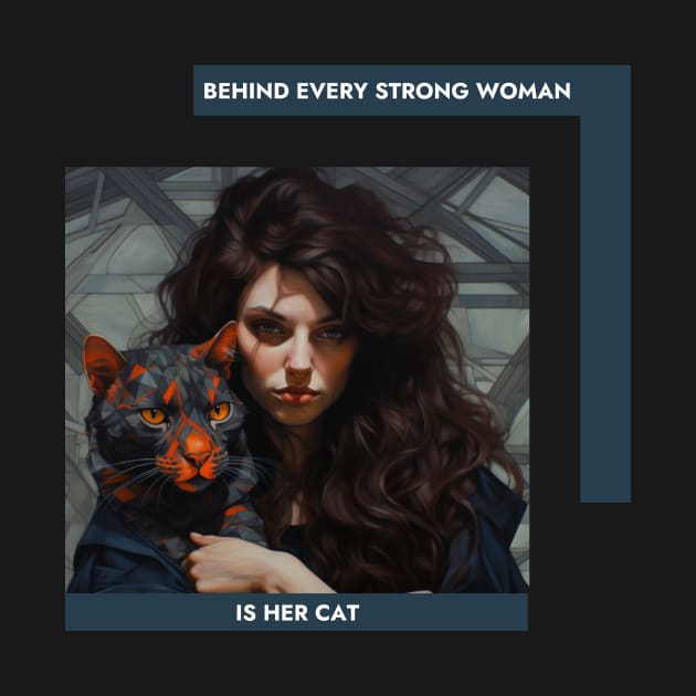 Behind Every Strong Woman Is Her Cat by Positive Designer