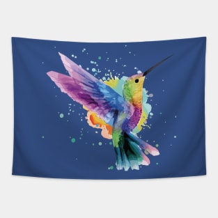 humming bird of watercolor rainbow1 Tapestry