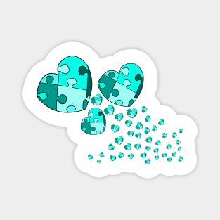 Aqua Confetti Hearts Magnet