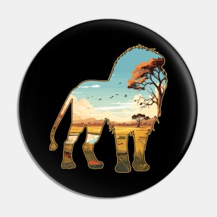 Lion Savanna Landscape - For Lion Lovers Pin