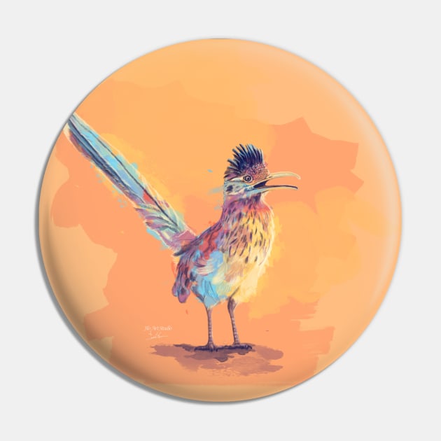 Desert Song - Roadrunner Bird Pin by Flo Art Studio