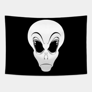 Gray Cartoon Alien Head - Lined Tapestry