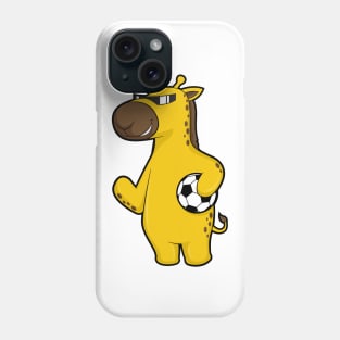 Giraffe as Soccer player with Soccer ball Phone Case