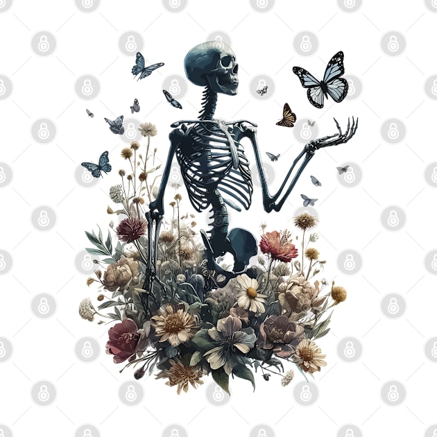 Botany Skeleton Overgrown Plants And Butterlies by TomFrontierArt