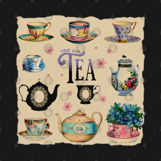 Time for Tea - Vintage Tea Illustrations by get2create