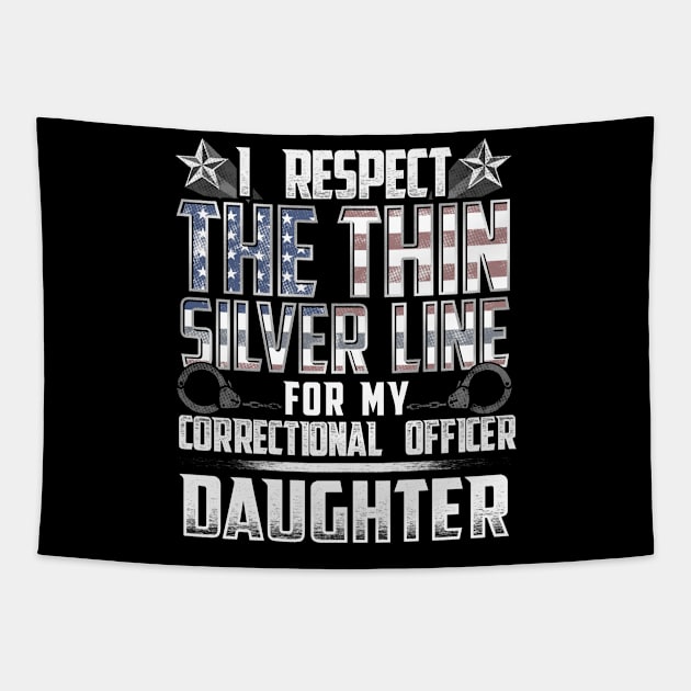 Correctional Office Daughter Thin Silver Line Tapestry by wheedesign