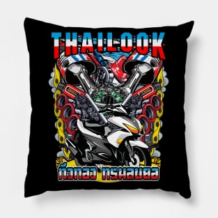 Motorcycle racing Biker Engine Thailook white badass red rider Pillow